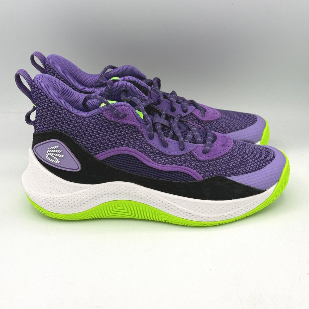 Under Armour Curry 3Z24 SDE Shoes Kids Size 6Y Purple Green 3028401-501
